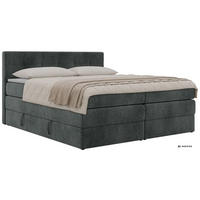 BOXSPRINGBETT SOLVEN KING 160/200 - Dunkelgrau Stukture - Topper Visco - H3 - Dunkelgrau/Schwarz, Kunststoff/Textil (160/200cm) - MKS
