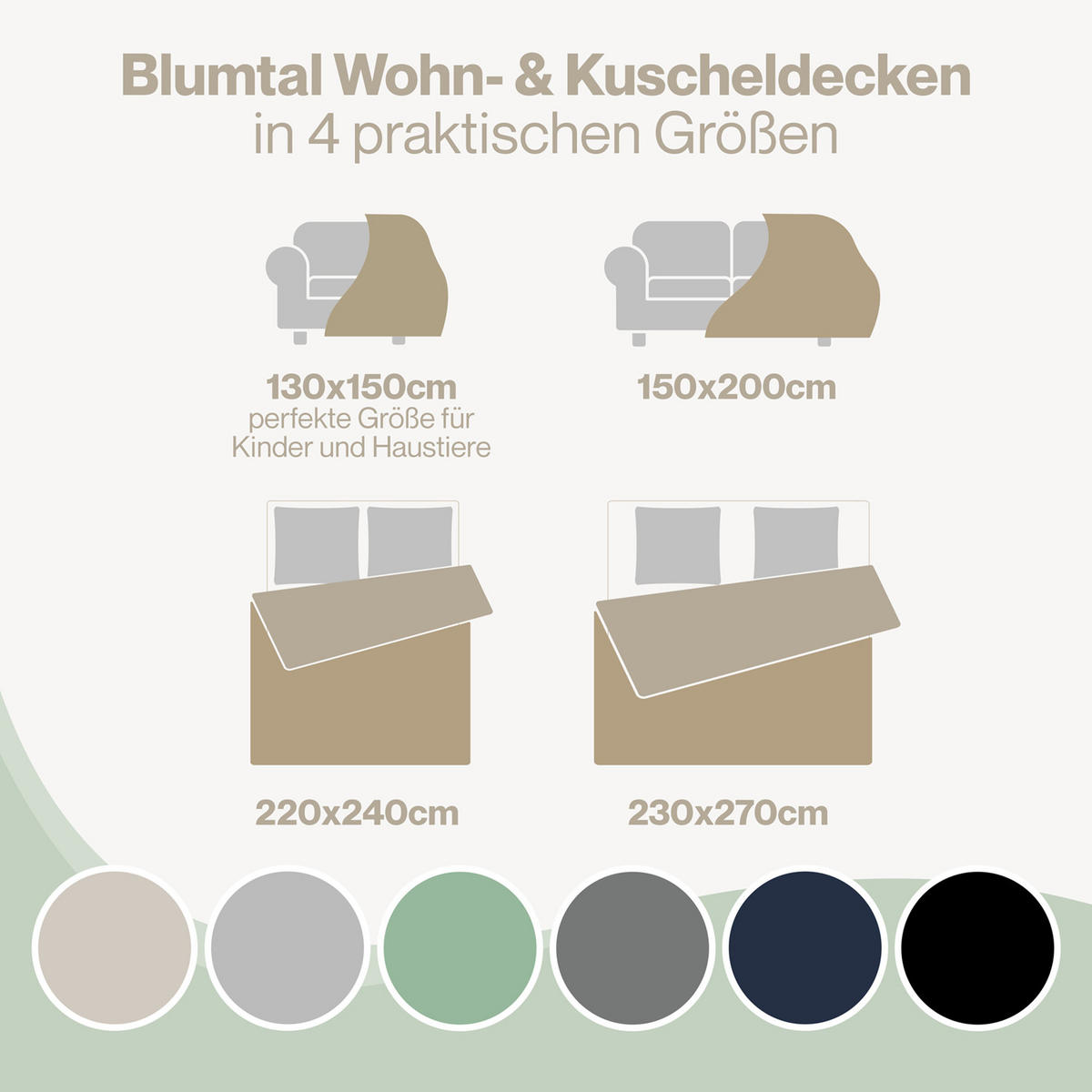 KUSCHELDECKE 220/240 cm, Grün & Beige - Grün/Sonoma Eiche, Textil (220/240cm) - Blumtal