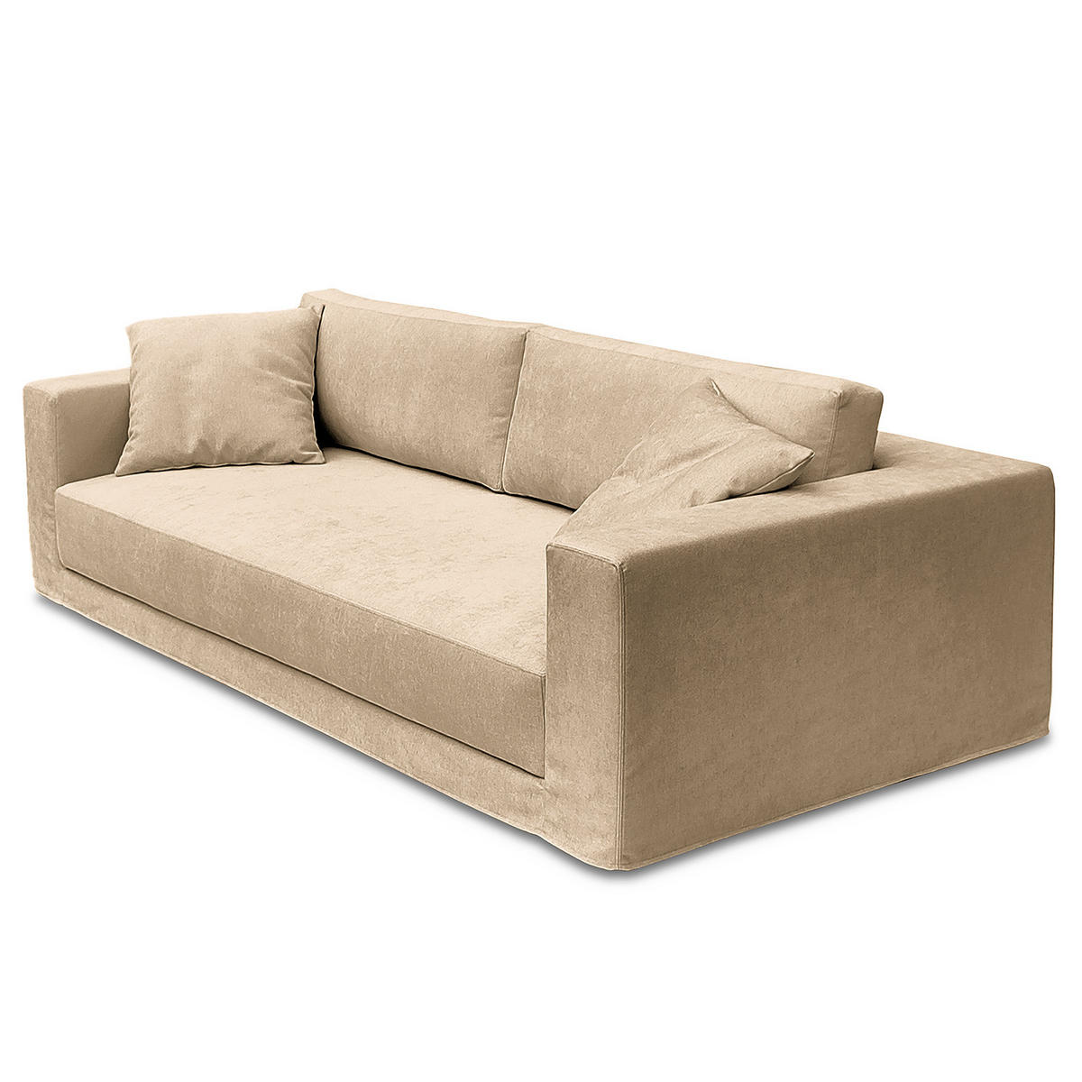 BIGSOFA mit Wechselbezug - Webstoff - Beige/Schwarz, Kunststoff/Textil (265/63/122cm) - home24