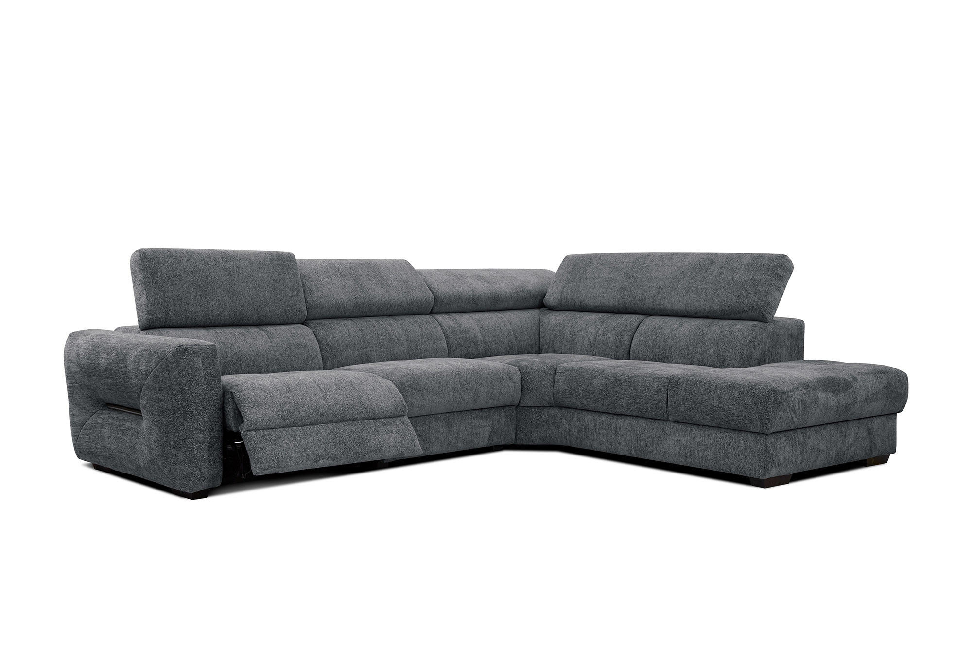 ECKSOFA CALVERA 5-Sitzer mit 1 Relaxfunktion, graphitfarben - Graphitfarben, Holzwerkstoff/Textil (297/239cm) - Courtois Laville