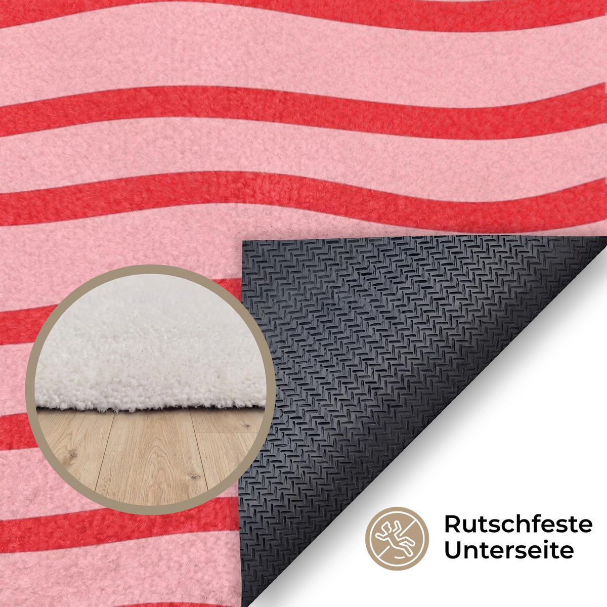 TEPPICH - Verspielt - Muster - Rot - 90x150 cm - Rot, Kunststoff/Textil (90/0.4cm) - OnlyWow
