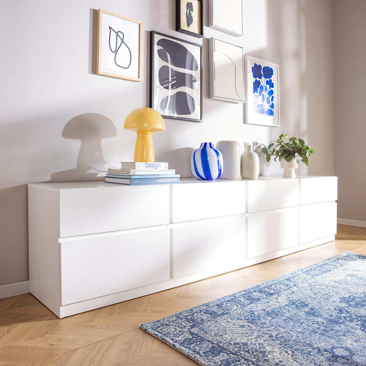 TV-LOWBOARD - Spanplatte - Weiß, Holzwerkstoff (225/53/40cm) - home24