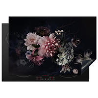 HERDABDECKPLATTE Blumen - Vintage - Pastell - Rosa - Weiß 78x52 cm - Altrosa, Kunststoff (78/0.2/52cm) - MuchoWow