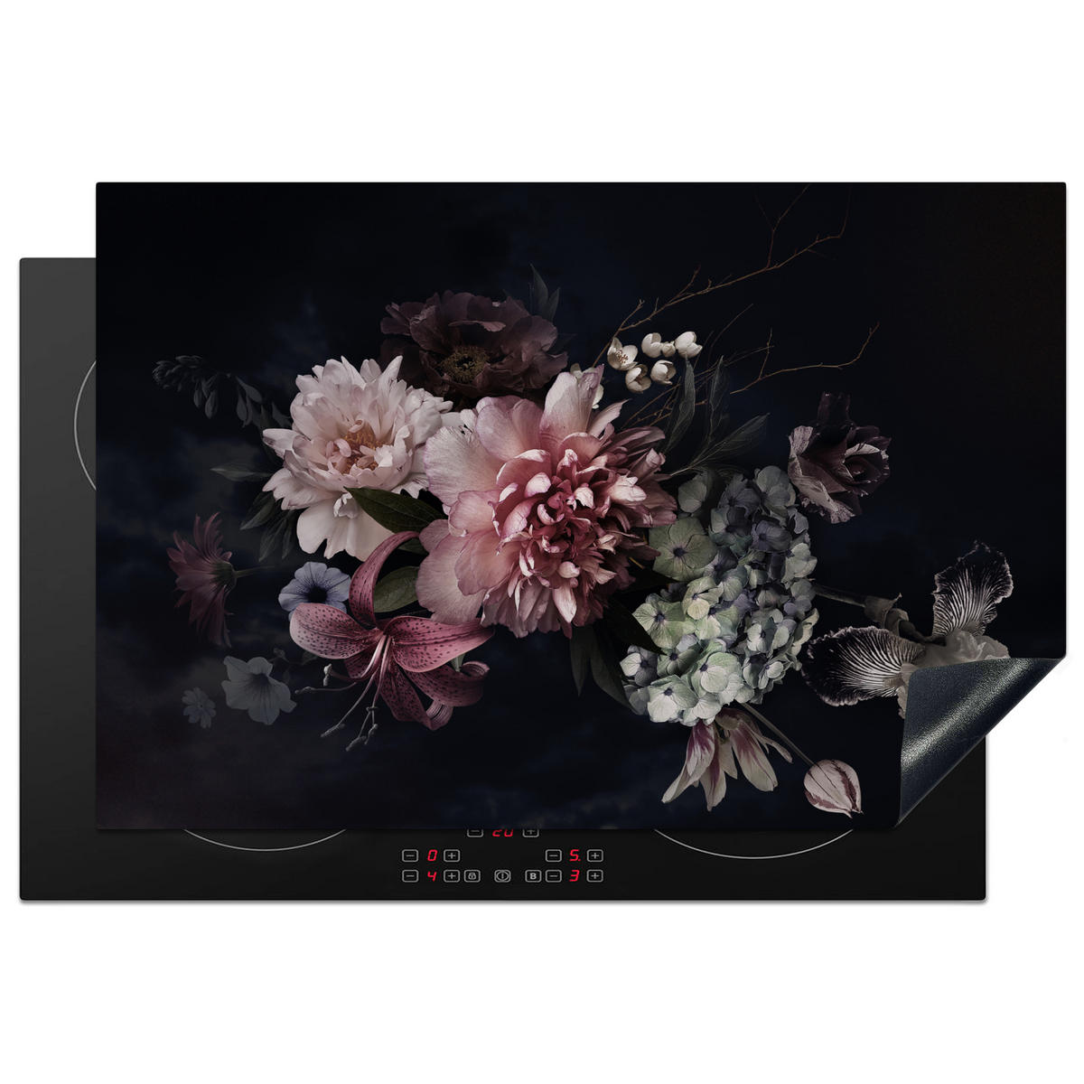 HERDABDECKPLATTE Blumen - Vintage - Pastell - Rosa - Weiß 78x52 cm - Altrosa, Kunststoff (78/0.2/52cm) - MuchoWow