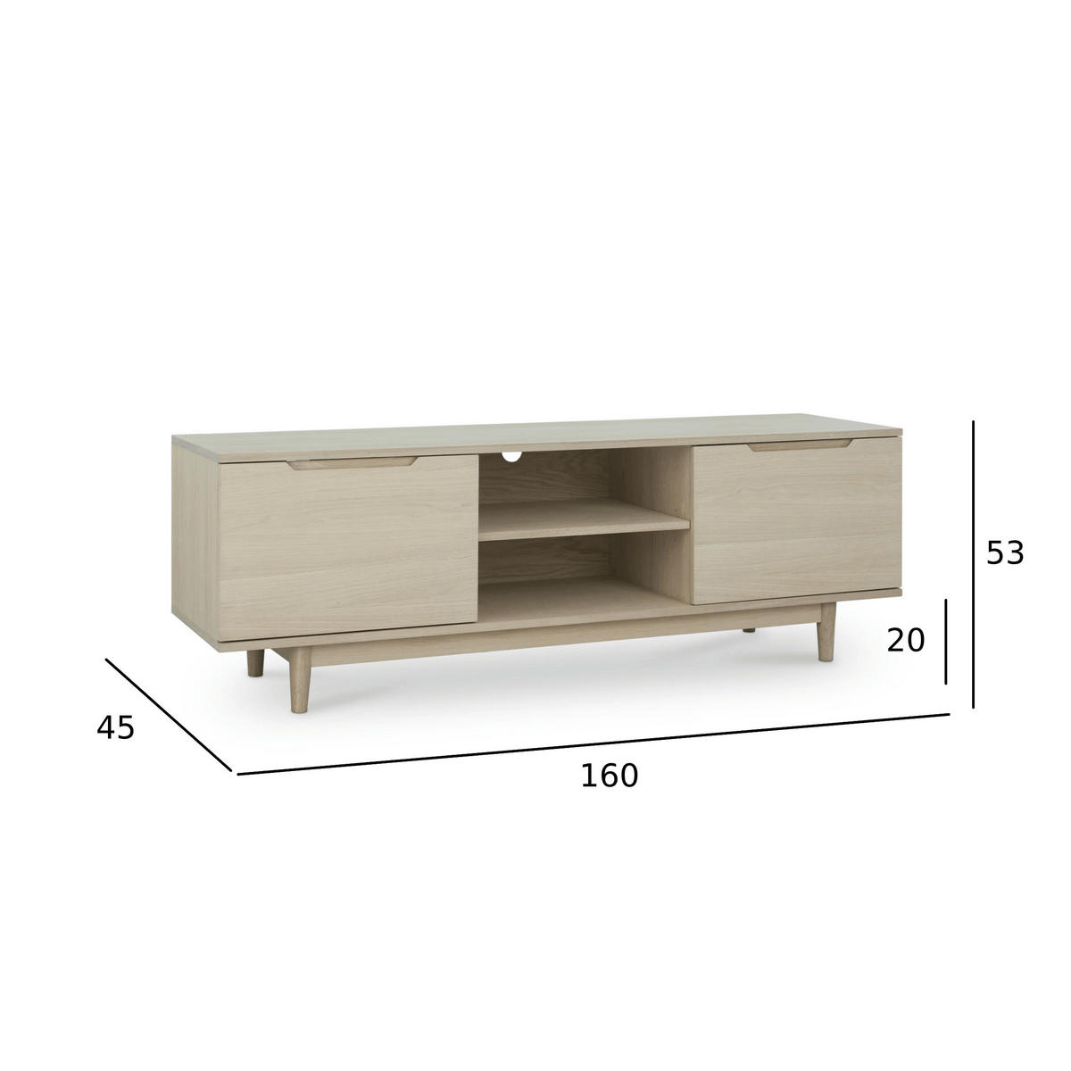 TV-ELEMENT Eiche bianco - Eiche Bianco/Eichefarben, Holz/Holzwerkstoff (160/53/45cm) - Furnhouse