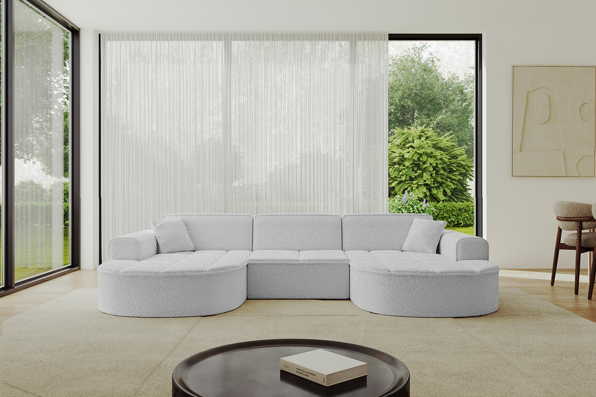 WOHNLANDSCHAFT TARO-U1 - 303x171x79,5 cm Hellgrau - Hellgrau, Holzwerkstoff/Textil (303/79.5/171cm) - ALTDECOR