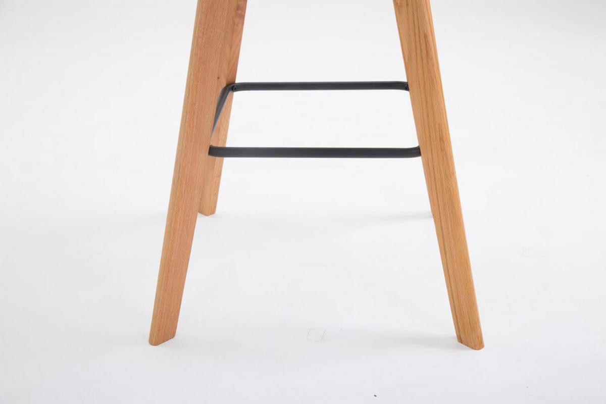 BARHOCKER Lederlook weiß - Eukalyptusholzfarben/Weiß, Holz/Textil (48/112/56cm) - CLP