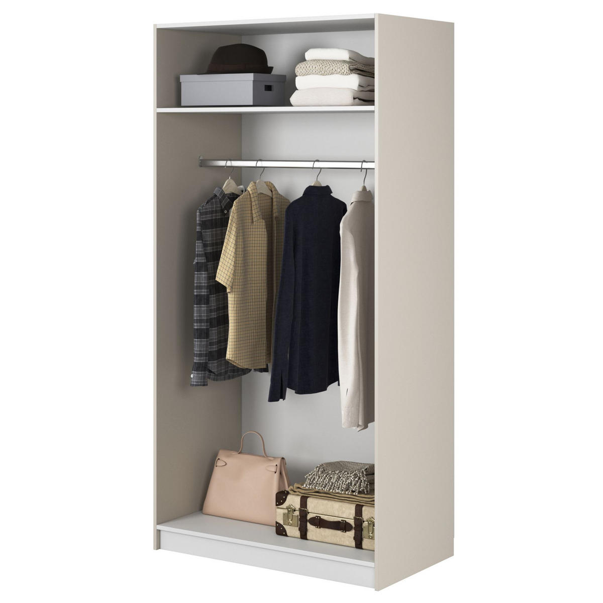 KLEIDERSCHRANK Moonir Greige 100 cm - Taupe/Goldfarben, Holzwerkstoff/Metall (100/200.5/57cm) - Selsey
