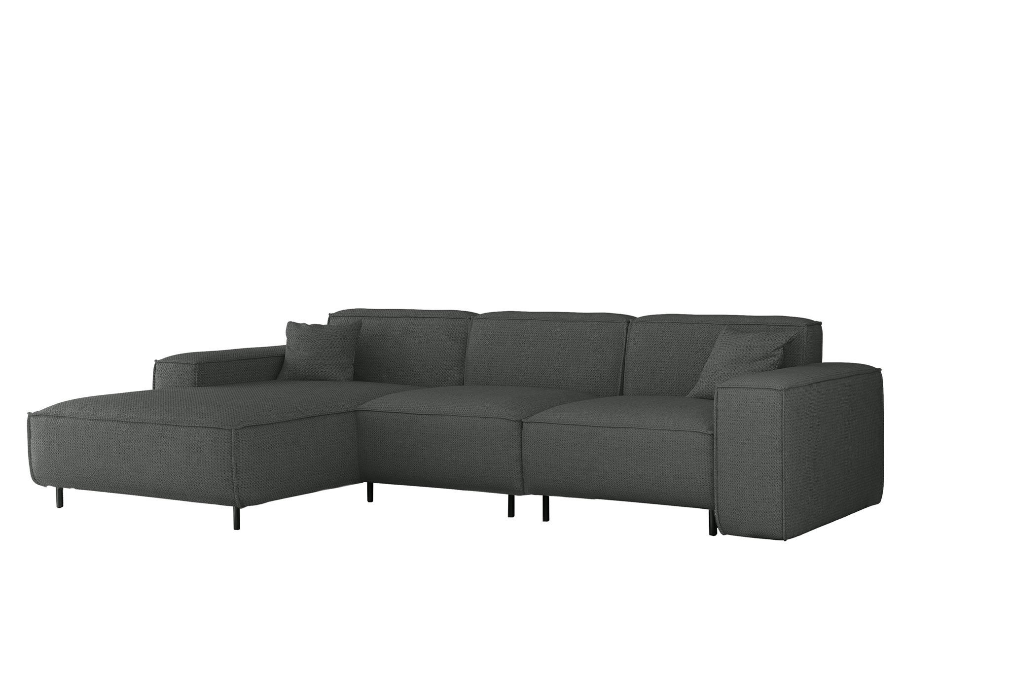 ECKSOFA Gloria In Artico - Anthrazit, Holzwerkstoff/Textil (165/266cm) - Fun Möbel