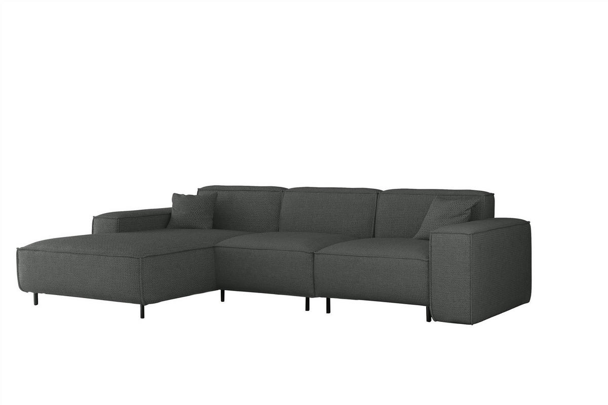 ECKSOFA Gloria In Artico - Anthrazit, Holzwerkstoff/Textil (165/266cm) - Fun Möbel