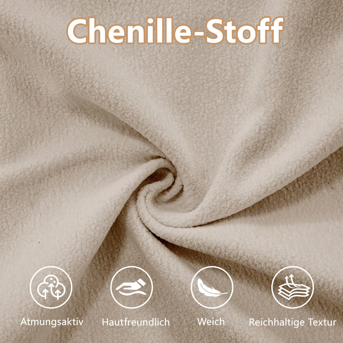 2-SITZER-SOFA aus chenille wolken-design & massivholzrahmen - Beige, Textil (77/81/220cm) - Urban Meuble