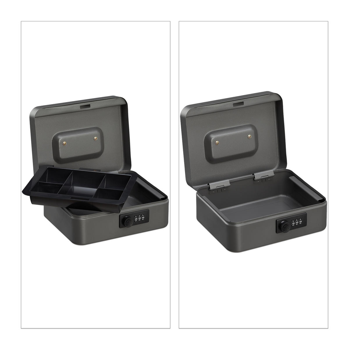 POKLADŇA - sivá, kov/plast (20/8.5/17cm) - Relaxdays