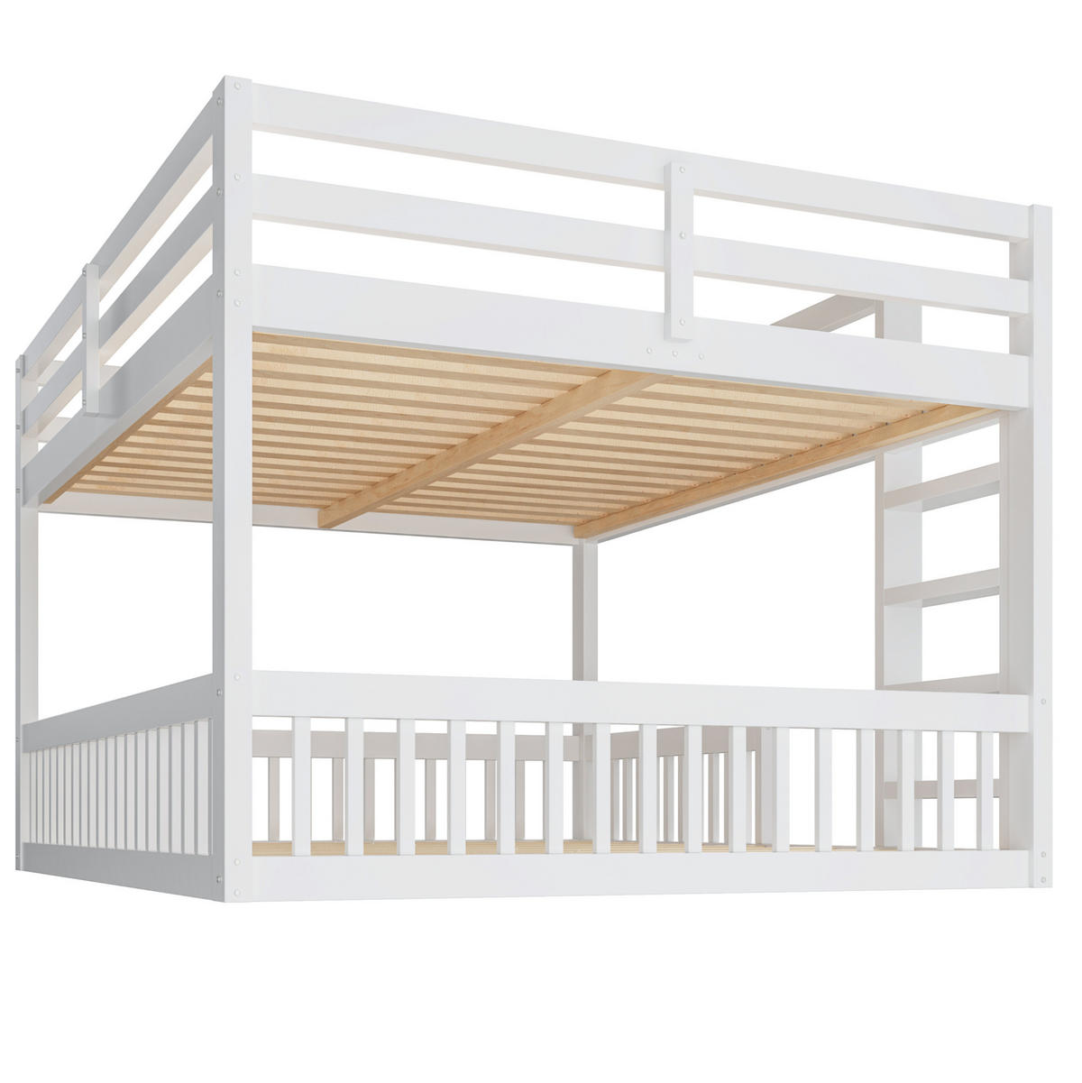 ETAGENBETT 160/200 cm Weiß aus Massivholz mit Schutzgittern - Weiß, Holz (160/200cm) - MIVRAY