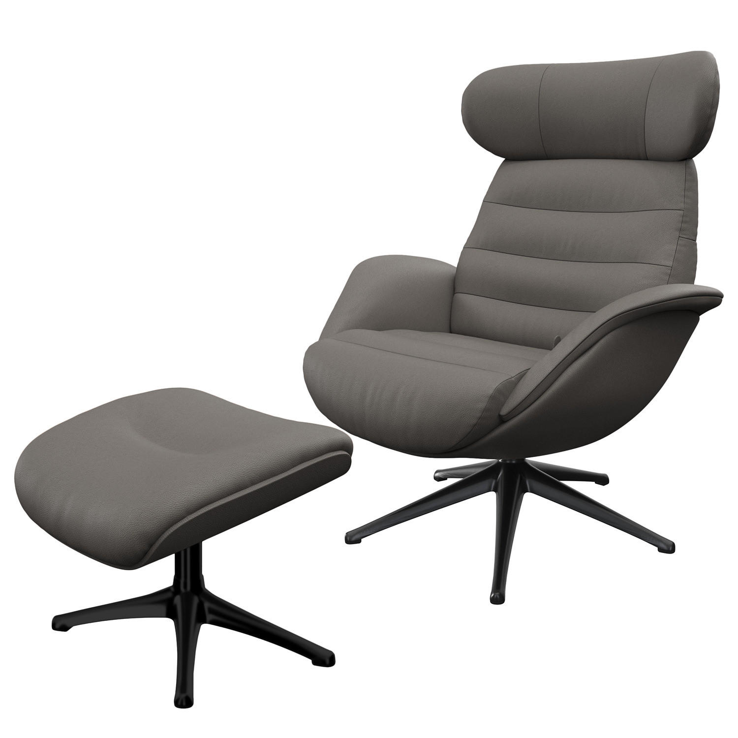 RELAXSESSEL - Grau, Leder/Metall (90/107/90cm) - home24