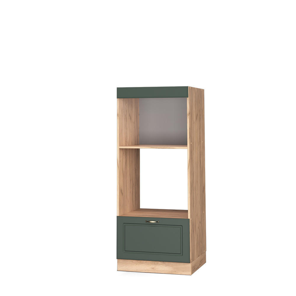 MIKROWELLENSCHRANK Fame-Line Grün-Gold Landhaus 60 cm offen - Honigeiche/Eiche Wotan, Holzwerkstoff (60/153.6/58.1cm) - Vicco