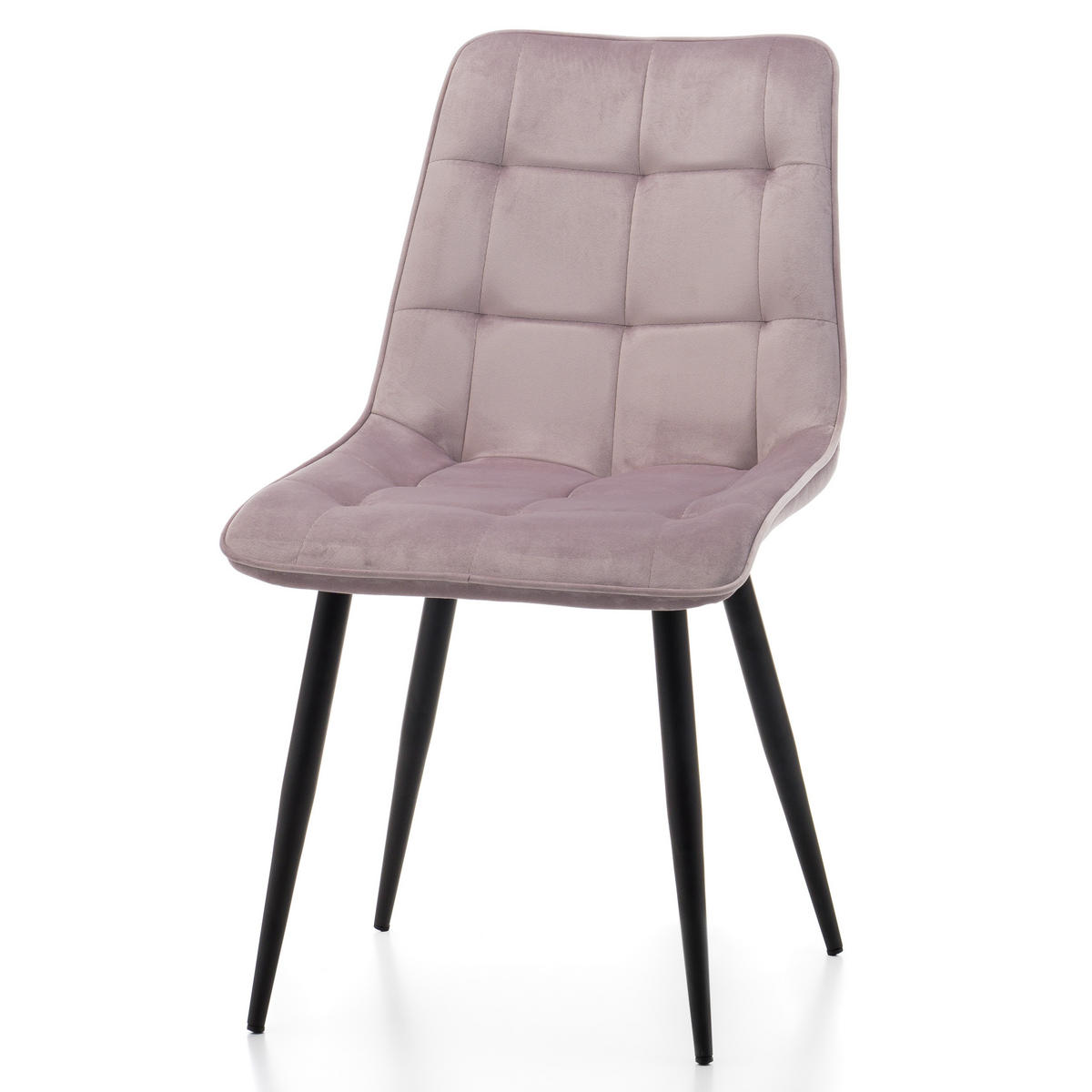 STUHL CHIC gespolsterter mit Steppung - rosa - Samt Velours - Schwarz/Rosa, Metall (50/88/47cm) - NEW HOME