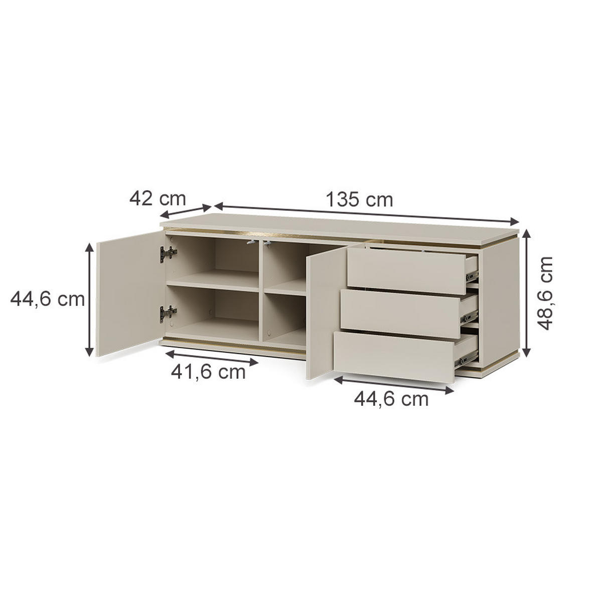 NIZKA OMARICA Linette Kašmir - kašmir, leseni material (135/48.6/42cm) - Vicco