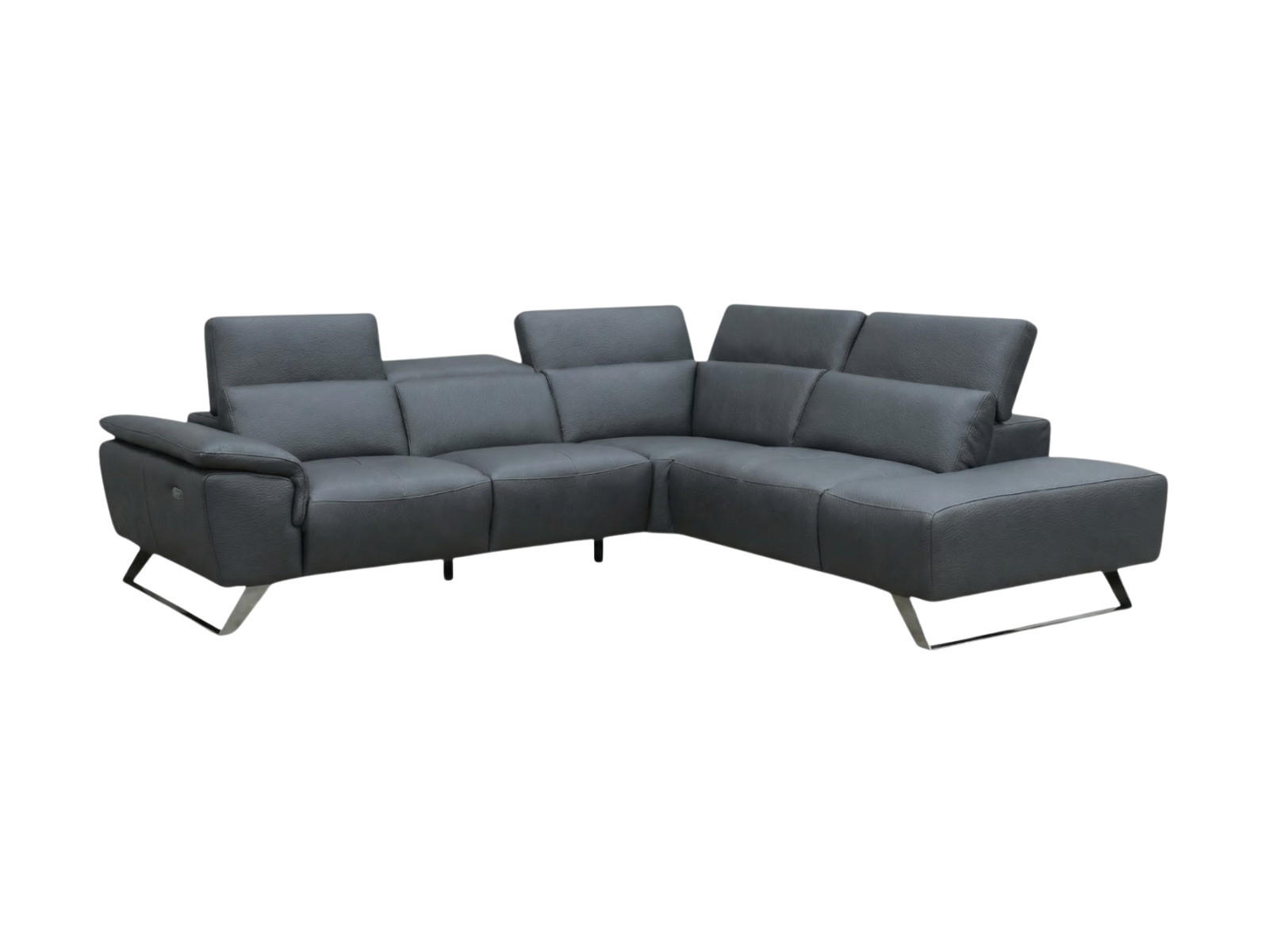 ECKSOFA Predator Echtleder Anthrazit - Anthrazit, Leder/Metall (270/230cm)