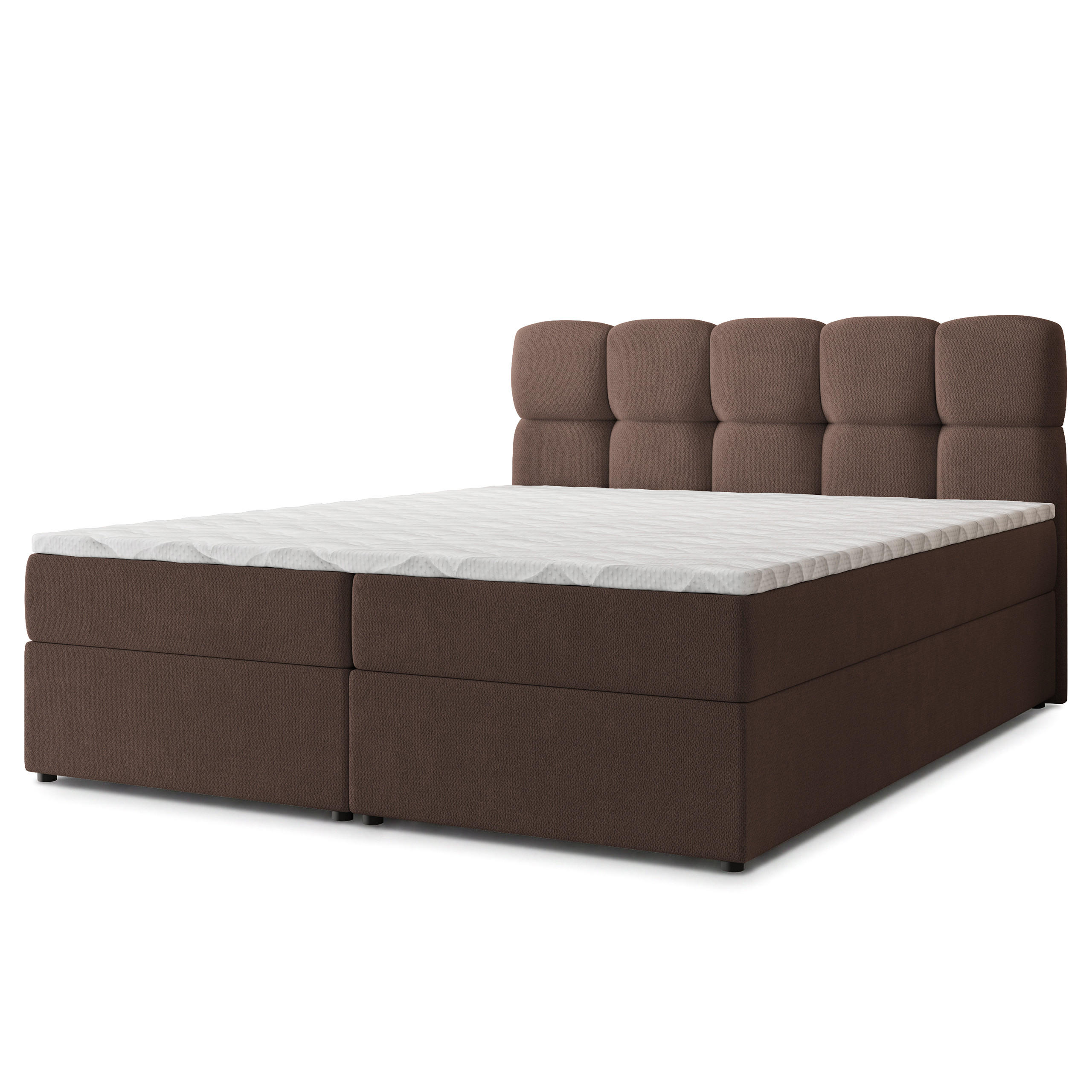 BOXBETT MERU 180x200 cm mit Matratze und Topper - Braun - Braun, Holz (180/200cm) - MASSENO