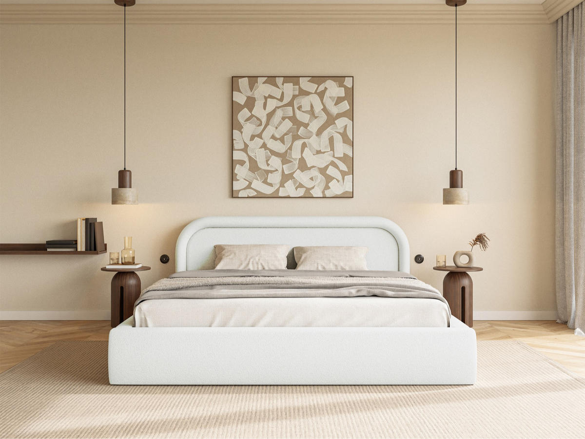 POLSTERBETT Ruvi Creme 160x200 cm - Creme/Schwarz, Holz/Textil (160/200cm) - Selsey