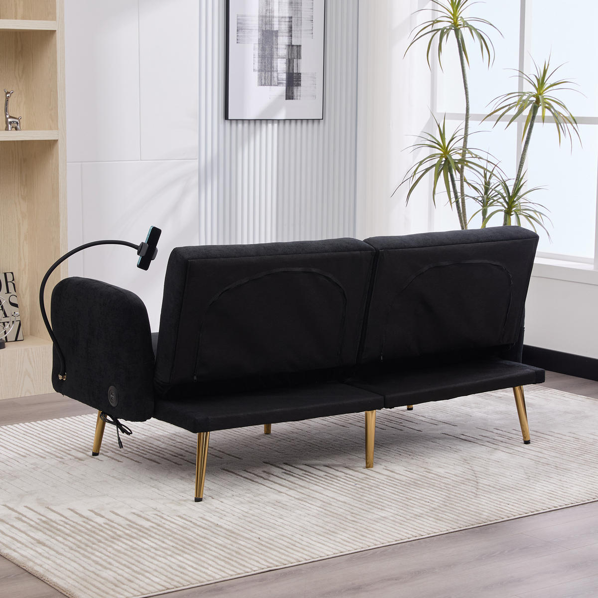 SOFA 2-Sitzer 173/78/78 cm Schwarz - Schwarz, Textil (78/78/173cm)