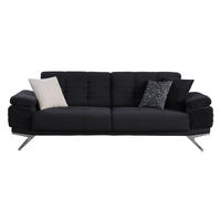 2-SITZER Sofa LINDY, Schwarz - Schwarz, Leder/Textil (195/89/100cm)