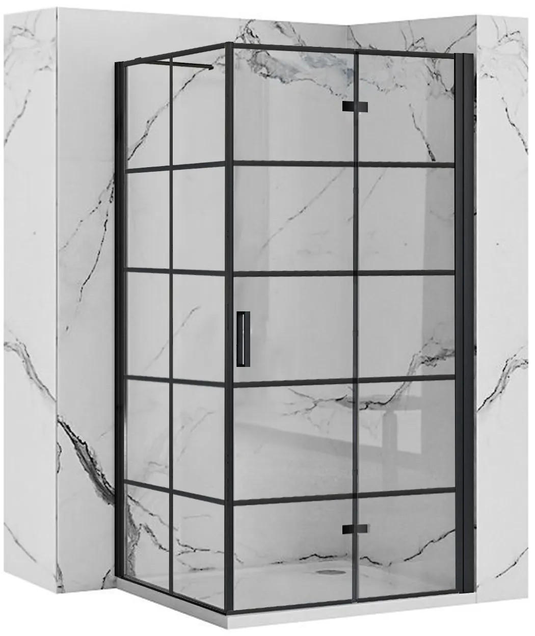 DUSCHKABINE Rea Molier Black 80x80 - Schwarz, Glas (80/80/190cm) - REA