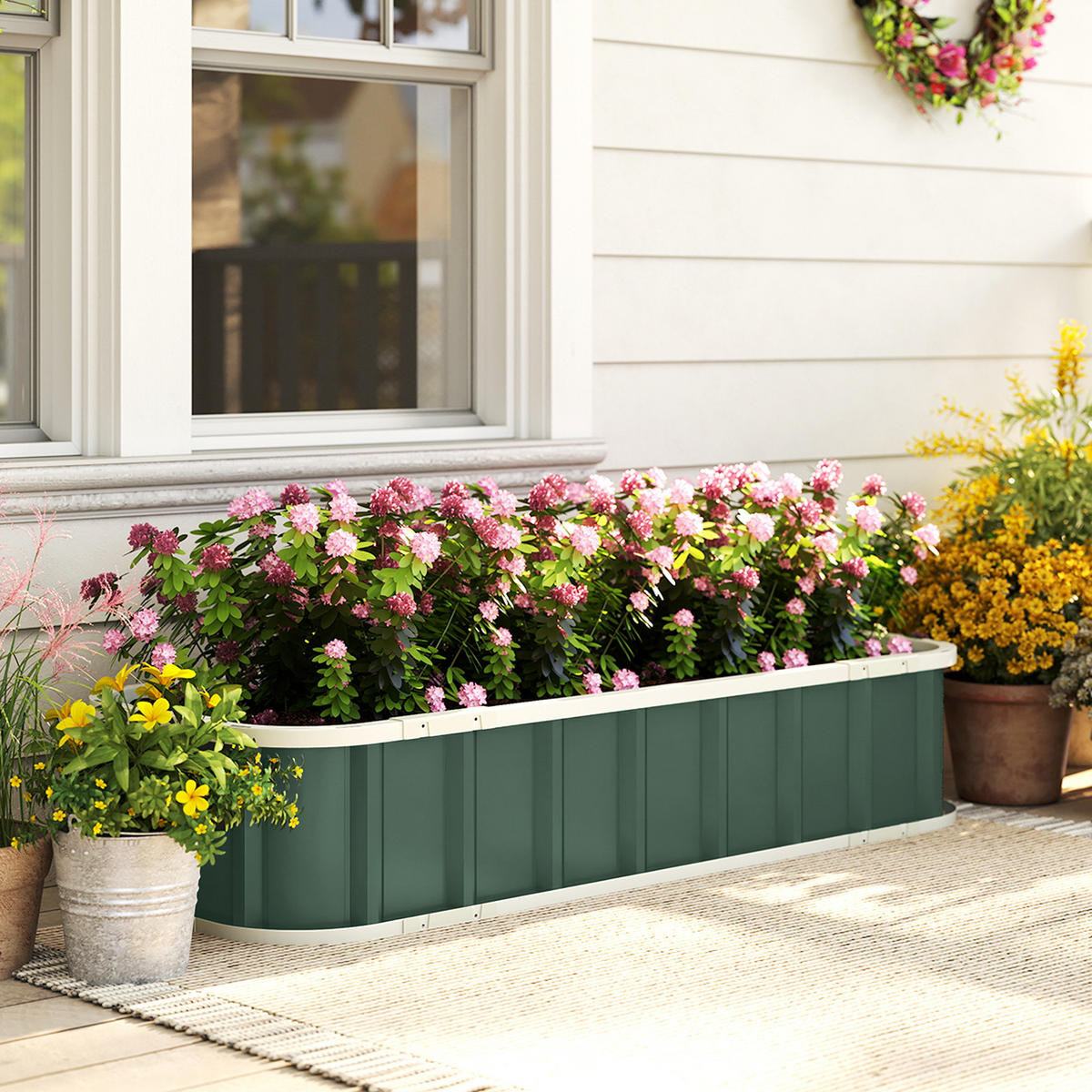 HOCHBEET Verzinkter-Stahl Kunststoff Grün 136/52/31 cm - Hellgrün, Metall (52/31/136cm) - Outsunny