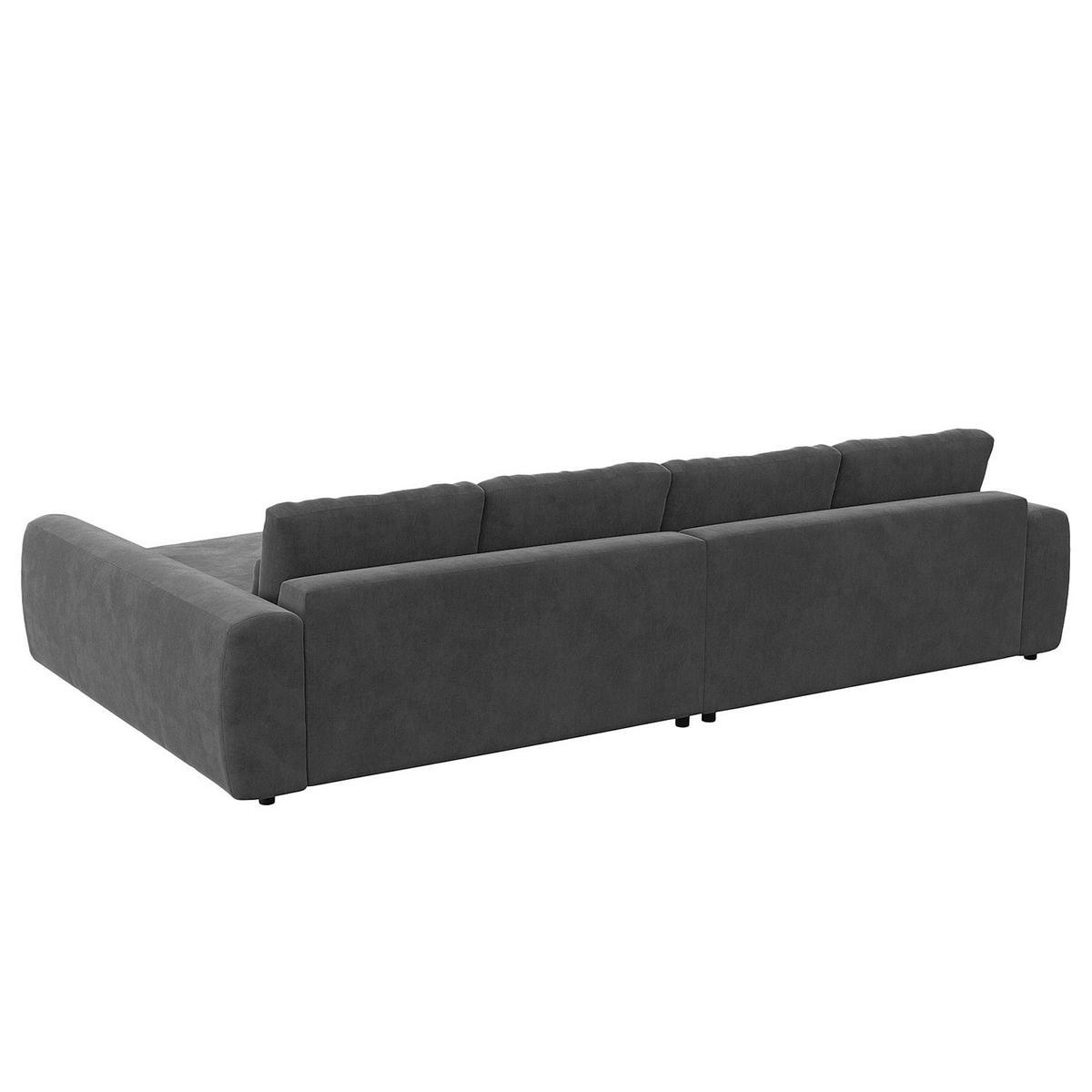 ECKSOFA mit XXL-Longchair - Schwarz/Grau, Kunststoff/Textil (323/182cm) - home24