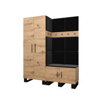 GARDEROBEN-SET 196/158/45,6 - Dunkelgrau/Schwarz, Holz/Kunststoff (158/196/45.6cm) - Abiks Möbel