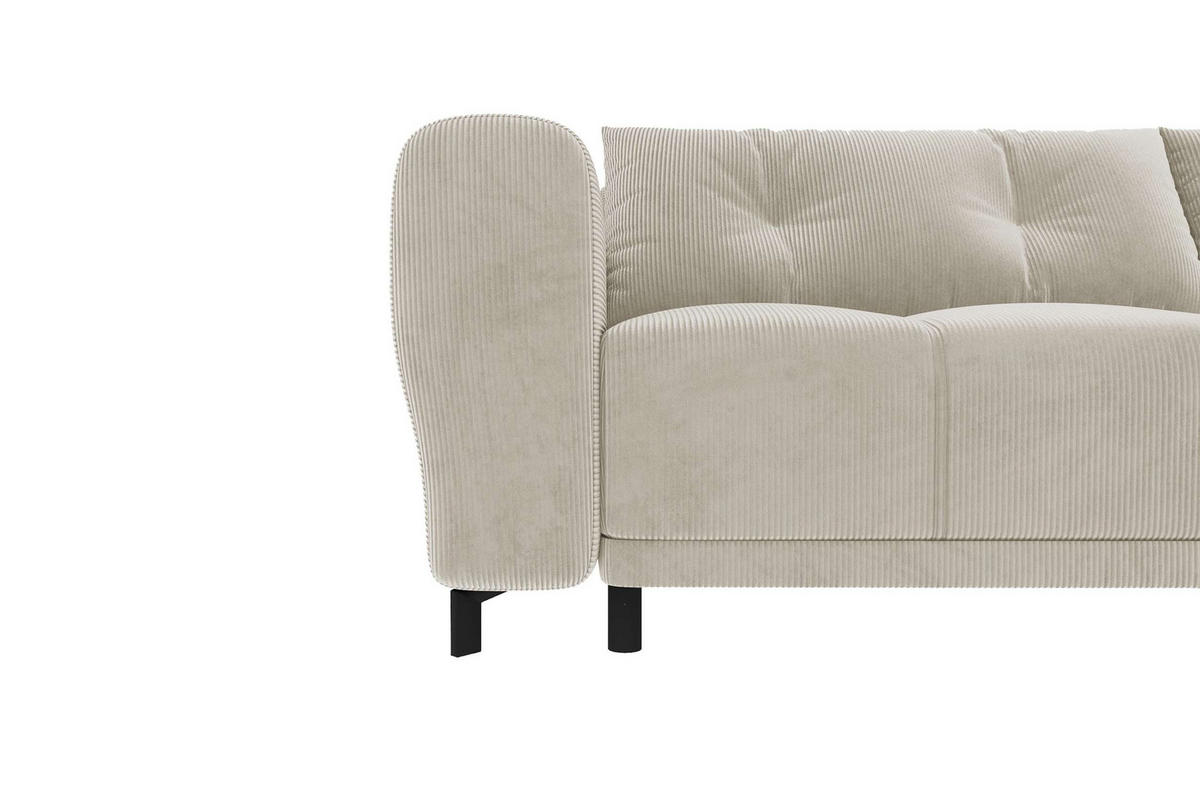 ECKSOFA Massimo Cordstoff Greige inkl. Schlaffunktion Rechts - Greige/Schwarz, Textil/Metall (246/177cm) - 99rooms