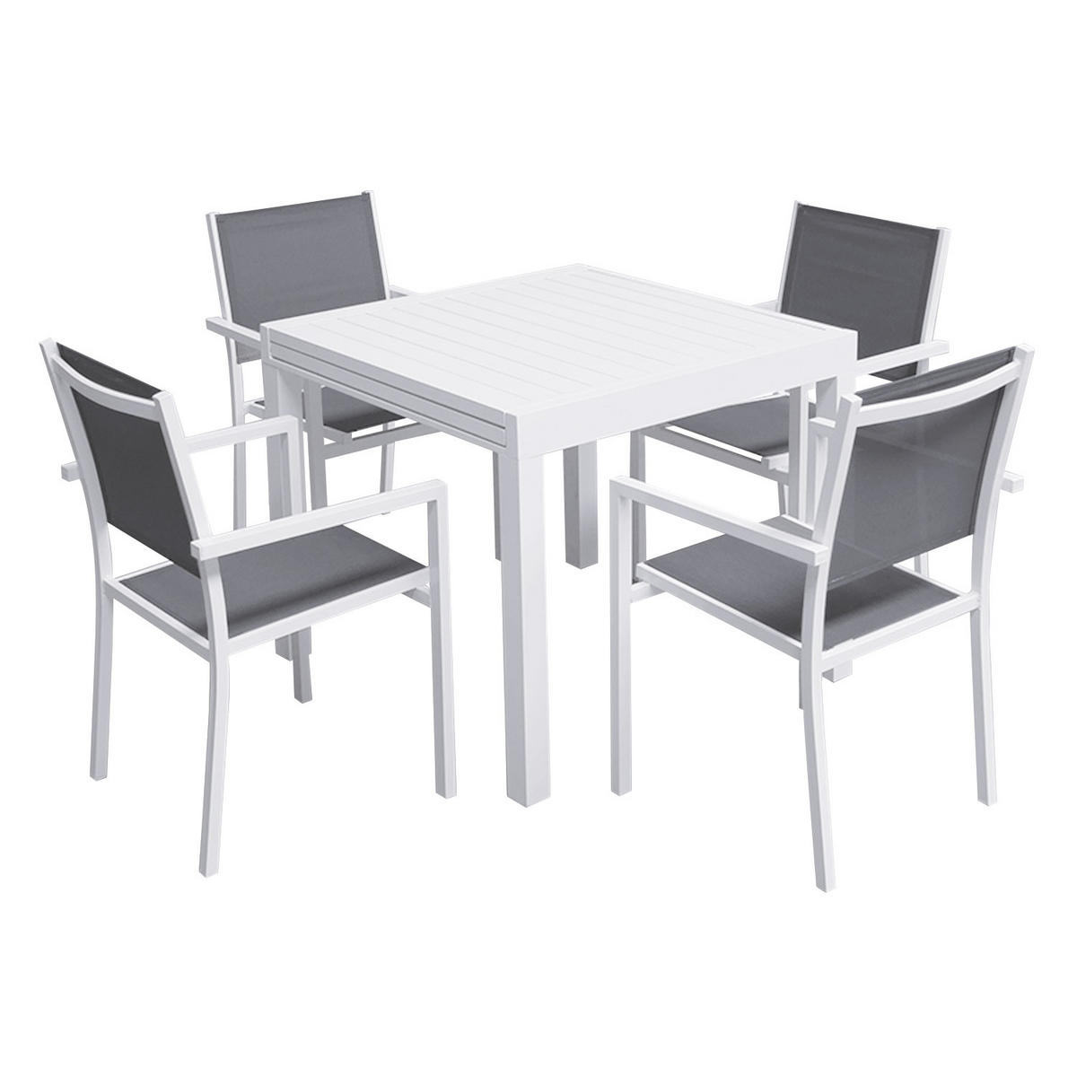 GARTENMÖBEL Venezia Grau und weiß 90/180 cm 8 Plätze - Weiß, Metall - Happy Garden