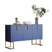 SIDEBOARD aus MDF und Spanplatte 138x40x80 cm Marineblau mit 3 Türen, verstellbaren Regalböden und Metallgestell - Blau, Holzwerkstoff (138/80.5/40cm) - Modfu