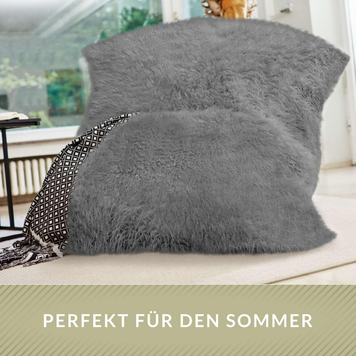 FELL RIESEN SITZSACK Square 140x180cm - Grau, Textil (140/25/180cm) - Green Bean