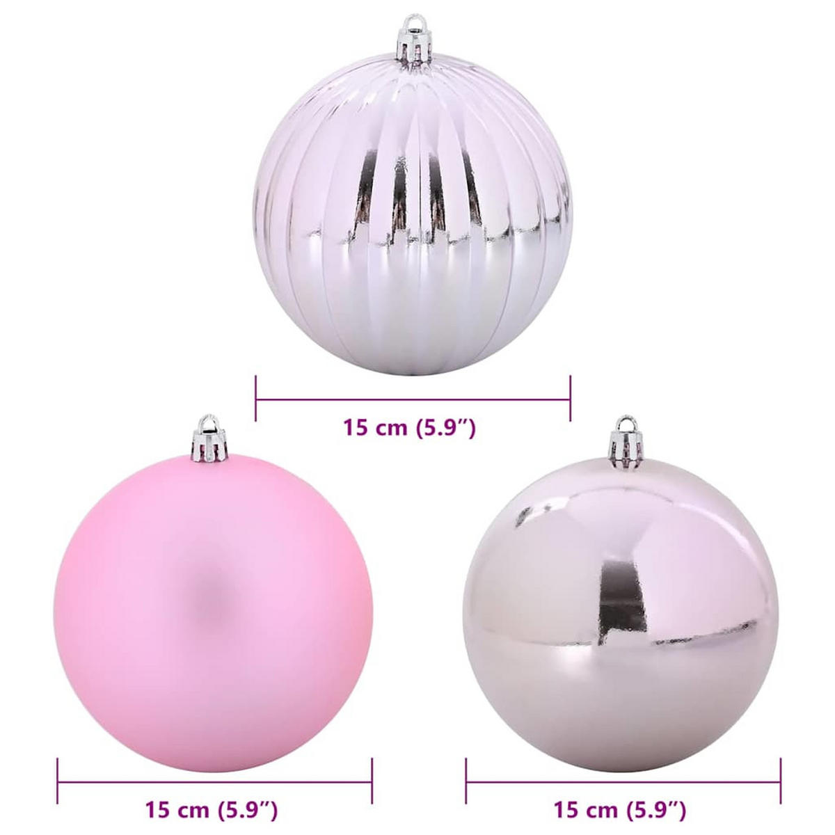 WEIHNACHTSKUGELSET XL 9 -teilig 15/15/15 cm Rosa Kunststoff - Rosa, Kunststoff (15/15/15cm) - vidaXL