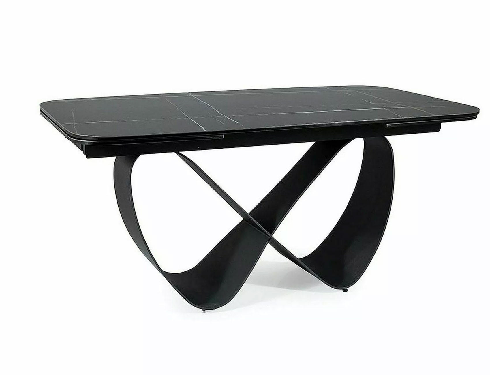 ESSTISCH Finity Schwarz Marmor / Schwarz Matt 160-240 / 90 / 75cm - Schwarz, Holz/Metall (90/240/75cm) - Feldmann-Wohnen