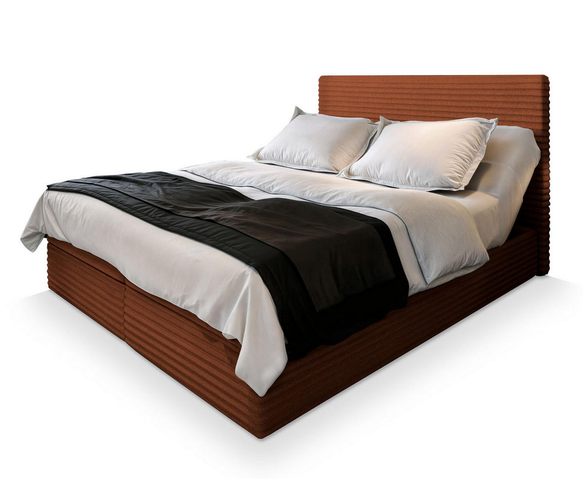 POSTEL BOXSPRING MILARA 180x200 cm, s matrací a úložným prostorem, měděná - měděná, kompozitní dřevo/textil (180/200cm) - MASSENO