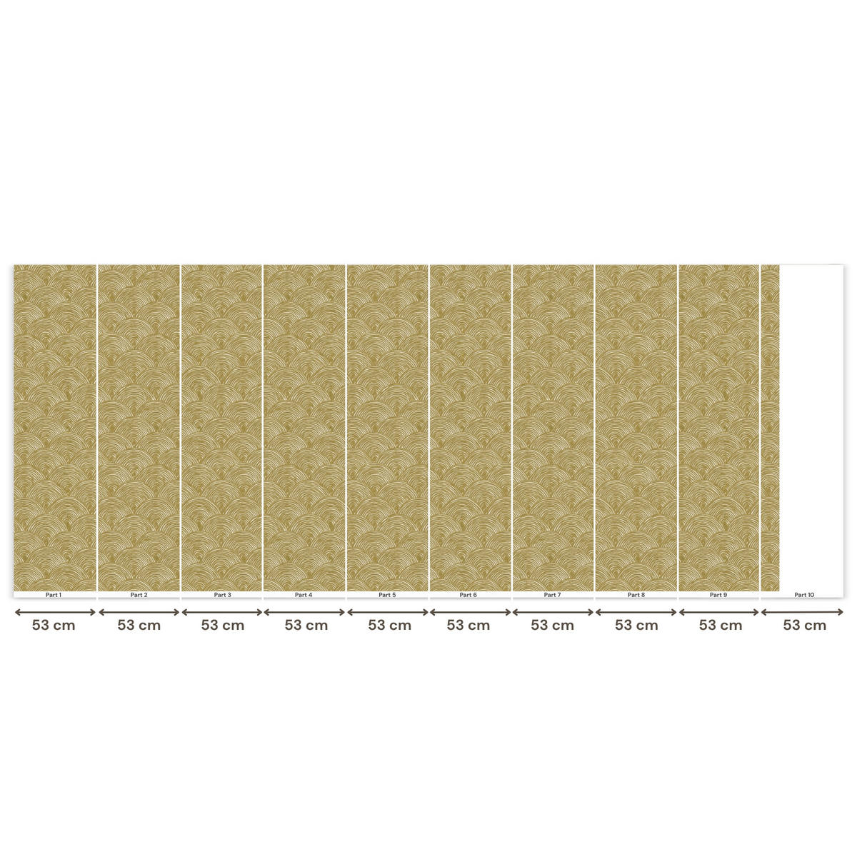 TAPETE - Fächer - Geometrisch - Grün - 500x220 cm - Goldfarben, Papier (500/220cm) - OnlyWow