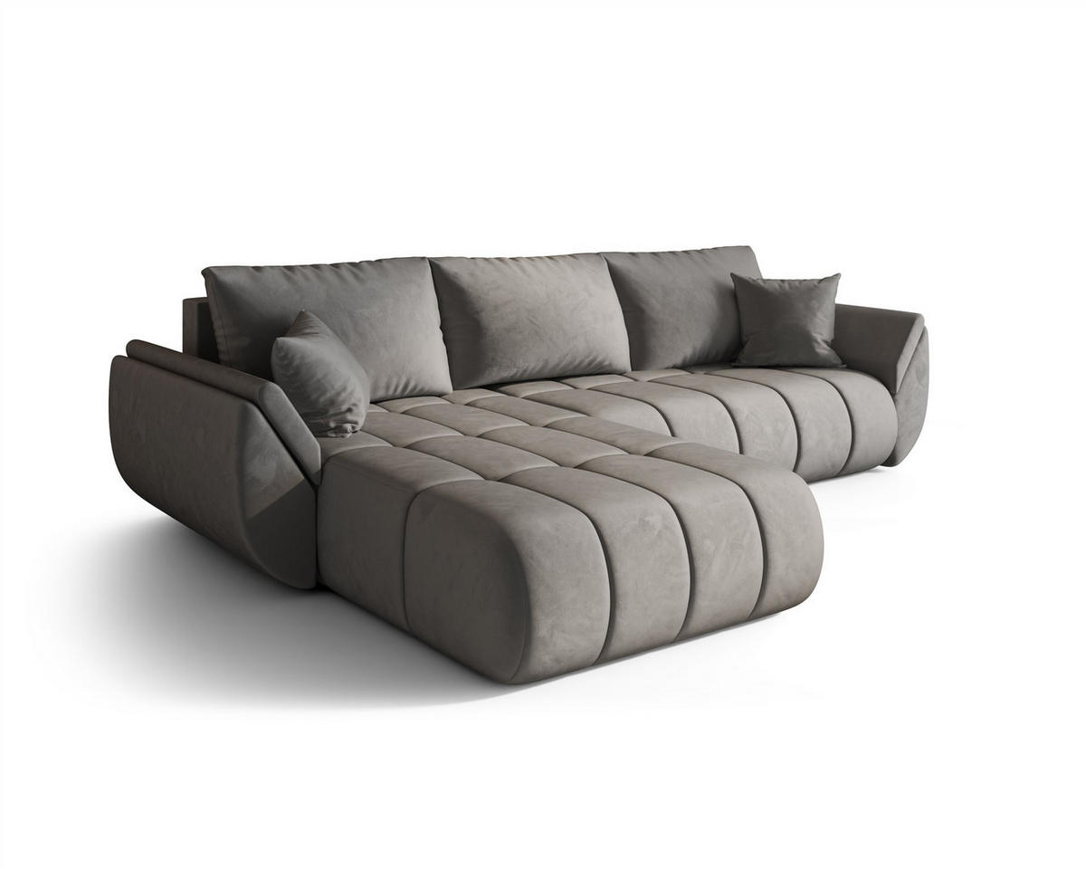 ECKSOFA Misato In Monolith - Hellgrau, Holzwerkstoff/Textil (175/280cm) - Fun Möbel