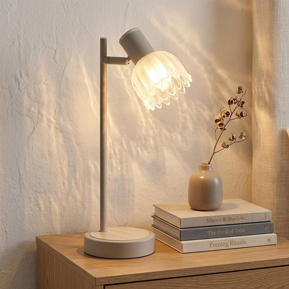 LED TISCHLEUCHTE Metall, Glas, sandfarben, beweglicher Spot - Orange, Glas (17/12/35cm) - Globo Lighting
