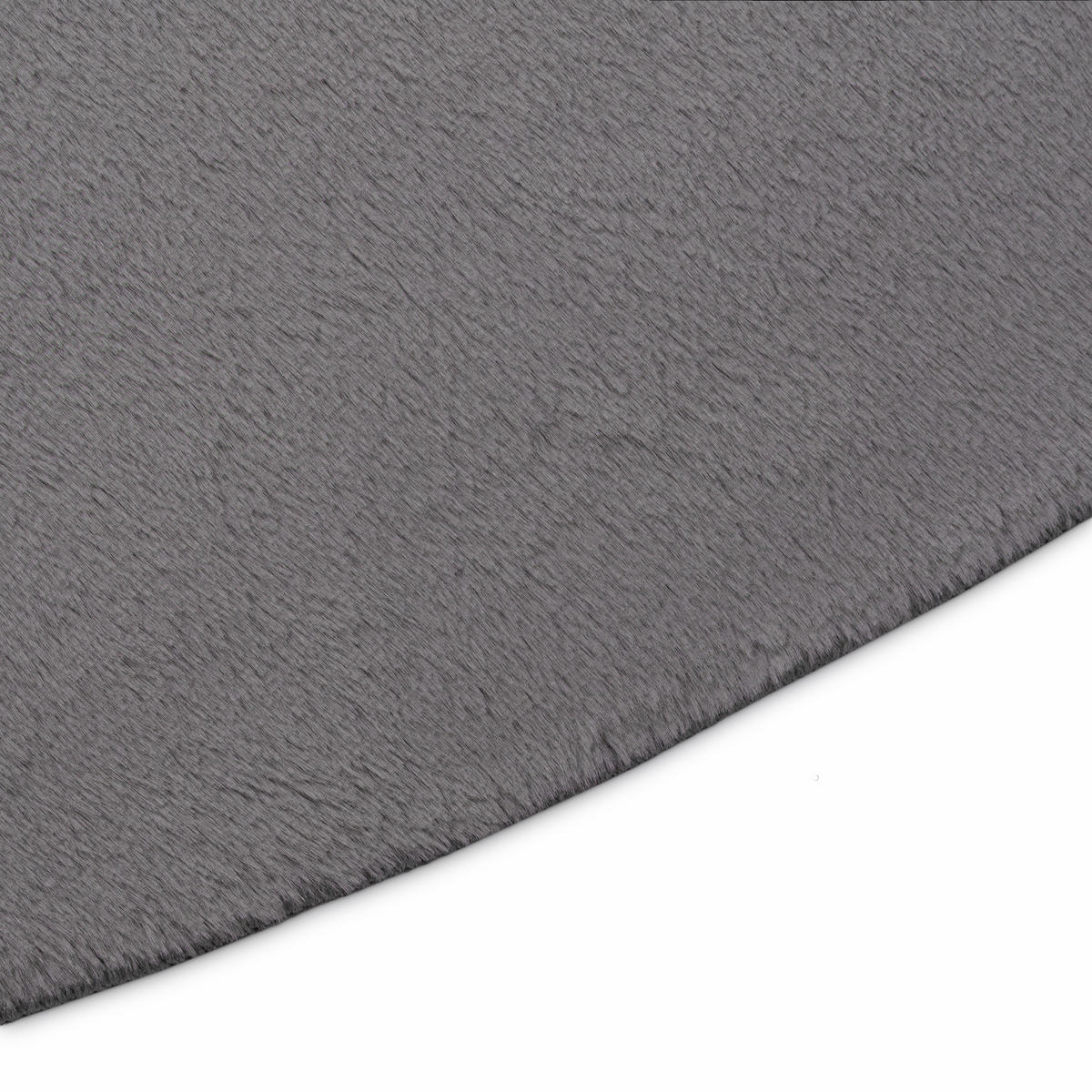 KURZFLORTEPPICH LUMI rund dunkelgrau kuschelweich waschbar 100/100 cm - Dunkelgrau, Textil (100/100cm) - Tapiso