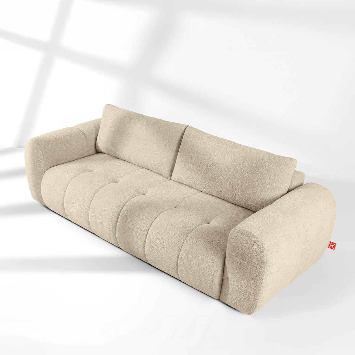 EINZELSOFA LIRA, Hellbeige, Bouclé - Beige, Holz/Holzwerkstoff (256/84/112cm) - KONSIMO®
