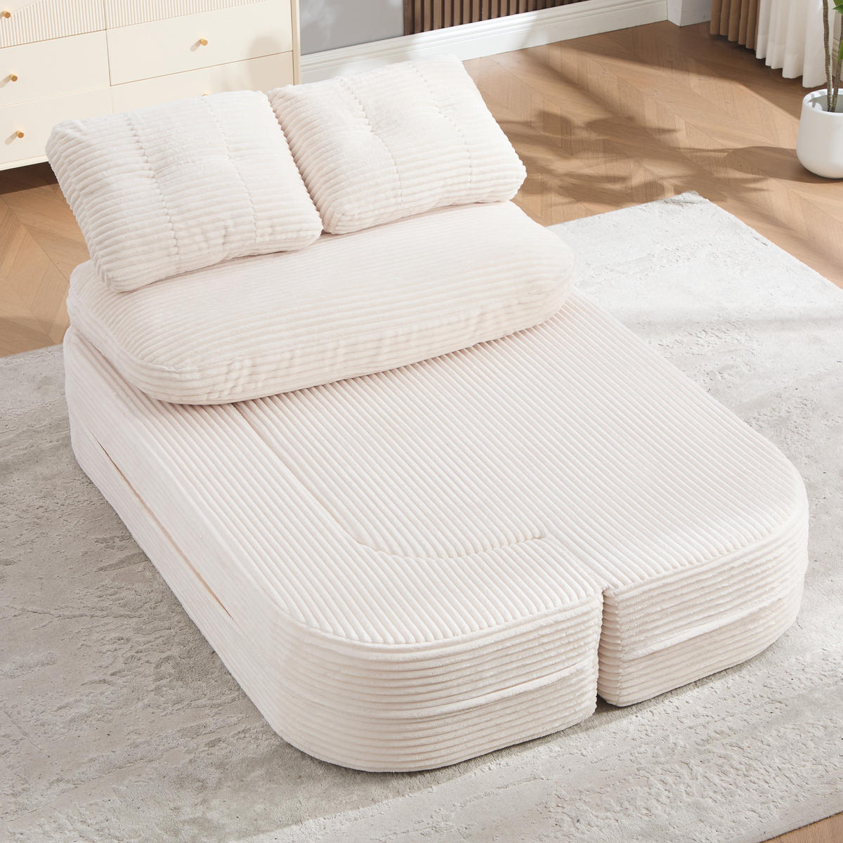 SOFA mit Liegefunktion und Getränkehaltern aus Cord in Beige - Beige, Textil (165/61/97cm) - EVRYAE