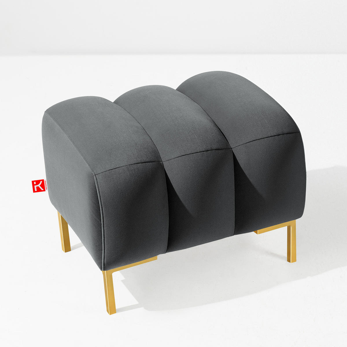 SITZHOCKER Polsterhocker PECCO, Veloursstoff - Dunkelgrau/Goldfarben, Holz/Textil (60/50/50cm) - KONSIMO®