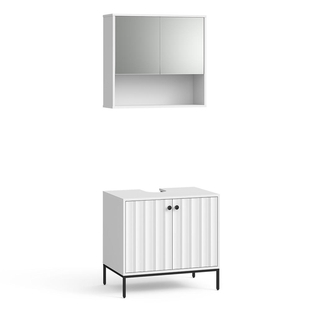 BADRUMSMÖBELSET Eliza Vit korrugering 2 delar 63/70/45 cm