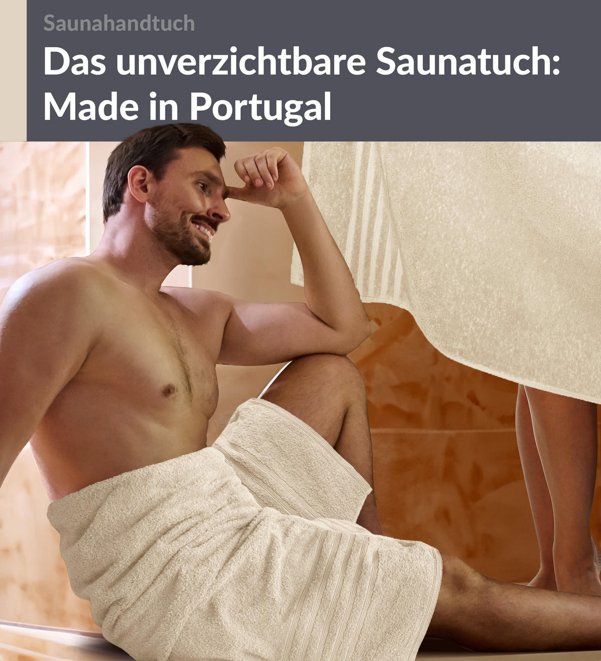 SAUNATUCH 80x200 cm 2er Set London Natur - Naturfarben, Textil (80/200cm) - Lashuma