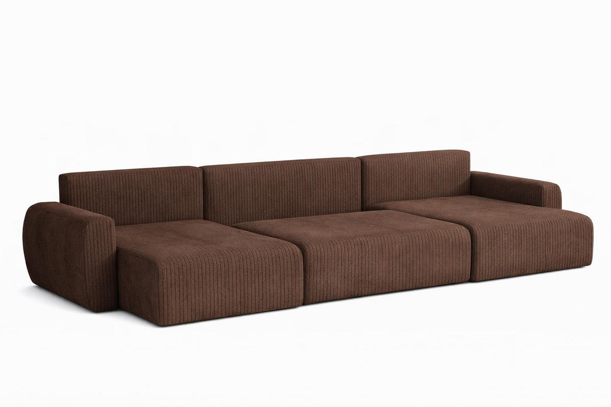 ECKSOFA Mit Schlaffunktion Und Bettkasten U-Form Ariel U, Cordstoff Poso, Braun - Braun, Holz (342/142cm) - Kaiser Möbel