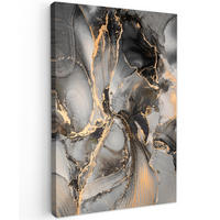LEINWANDBILD Grau - Luxus - Gold - Marmor 60x90 cm - Dunkelgrau, Textil (60/90cm) - MuchoWow