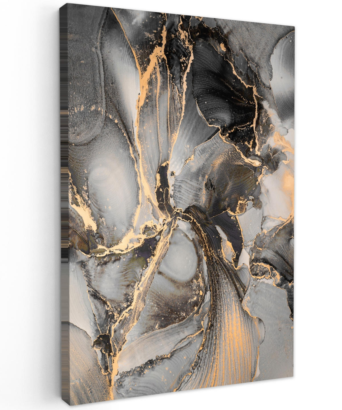 LEINWANDBILD Grau - Luxus - Gold - Marmor 60x90 cm - Dunkelgrau, Textil (60/90cm) - MuchoWow