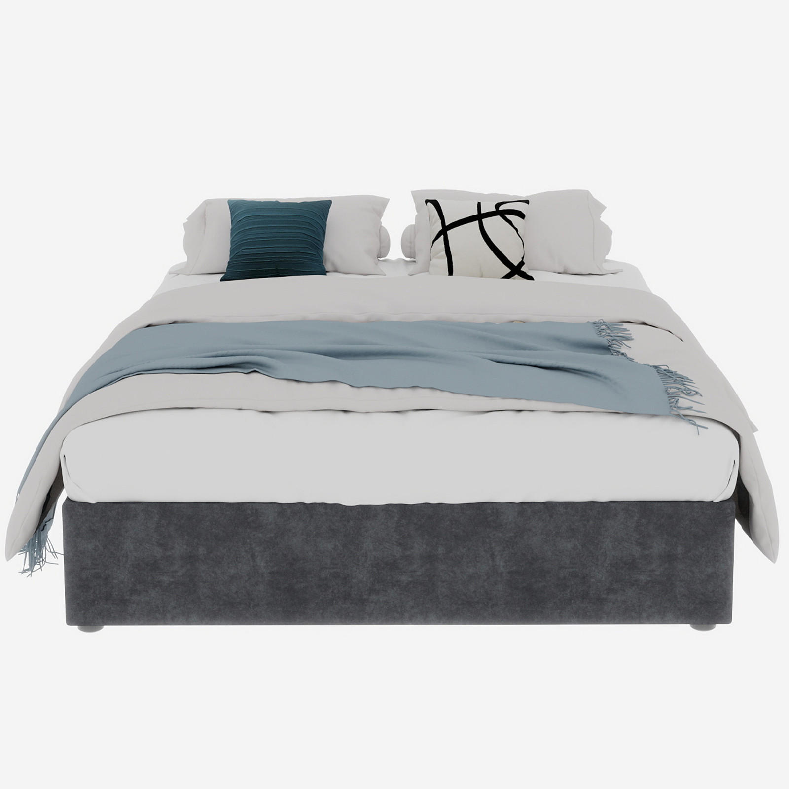 POLSTERBETT 160x200 cm Samt Stauraum hydraulisch grau - Grau, Textil (160/200cm) - LEBENLANG